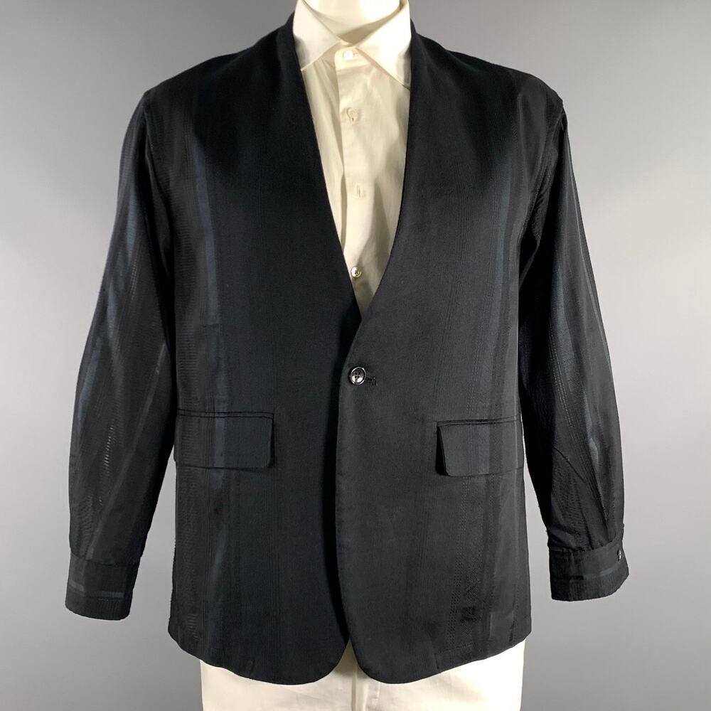 TAAKK Chest Size 42 Black Mixed Patterns Cotton Blend Shawl Sport Coat